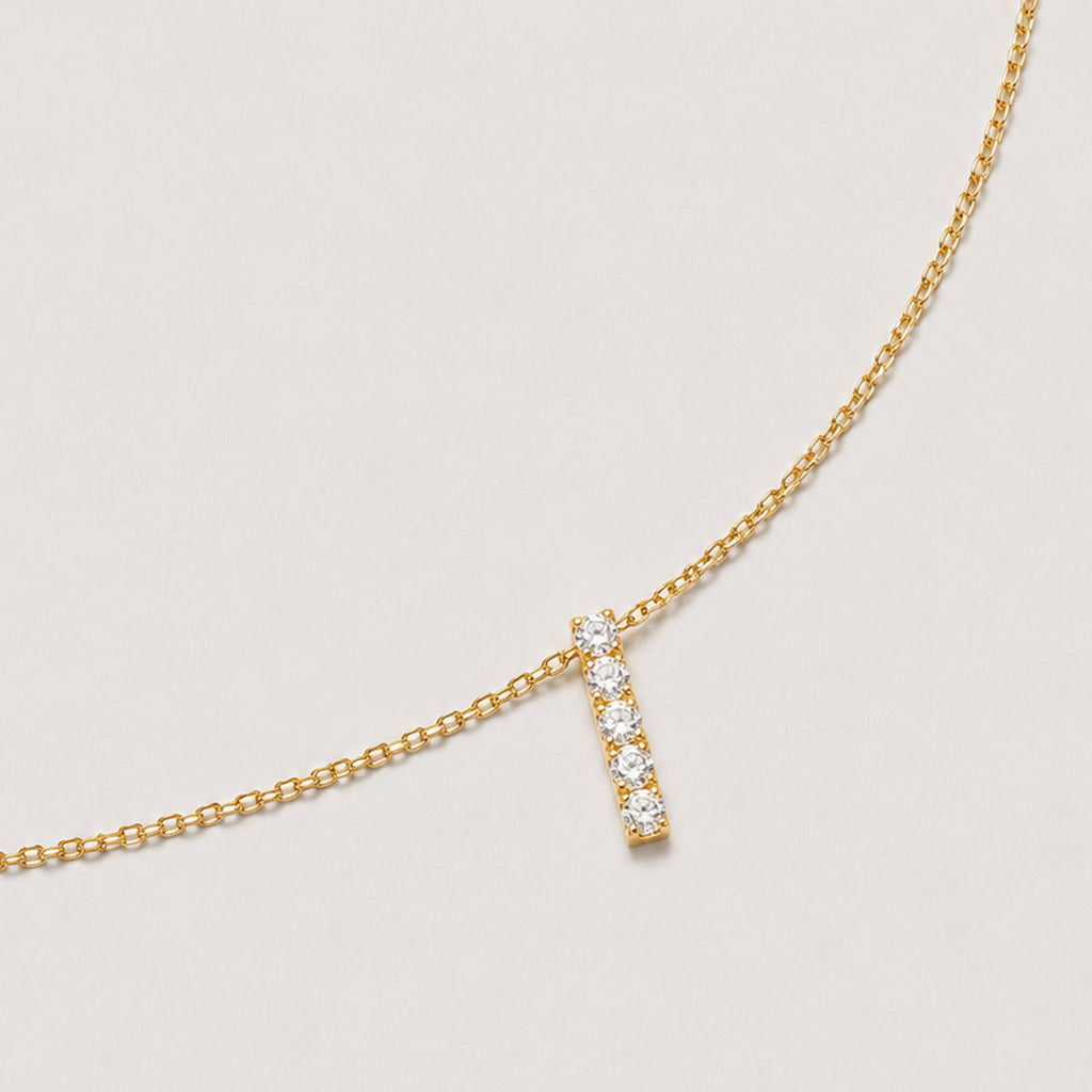 Sterling Silver Linear Stone Bar Necklace