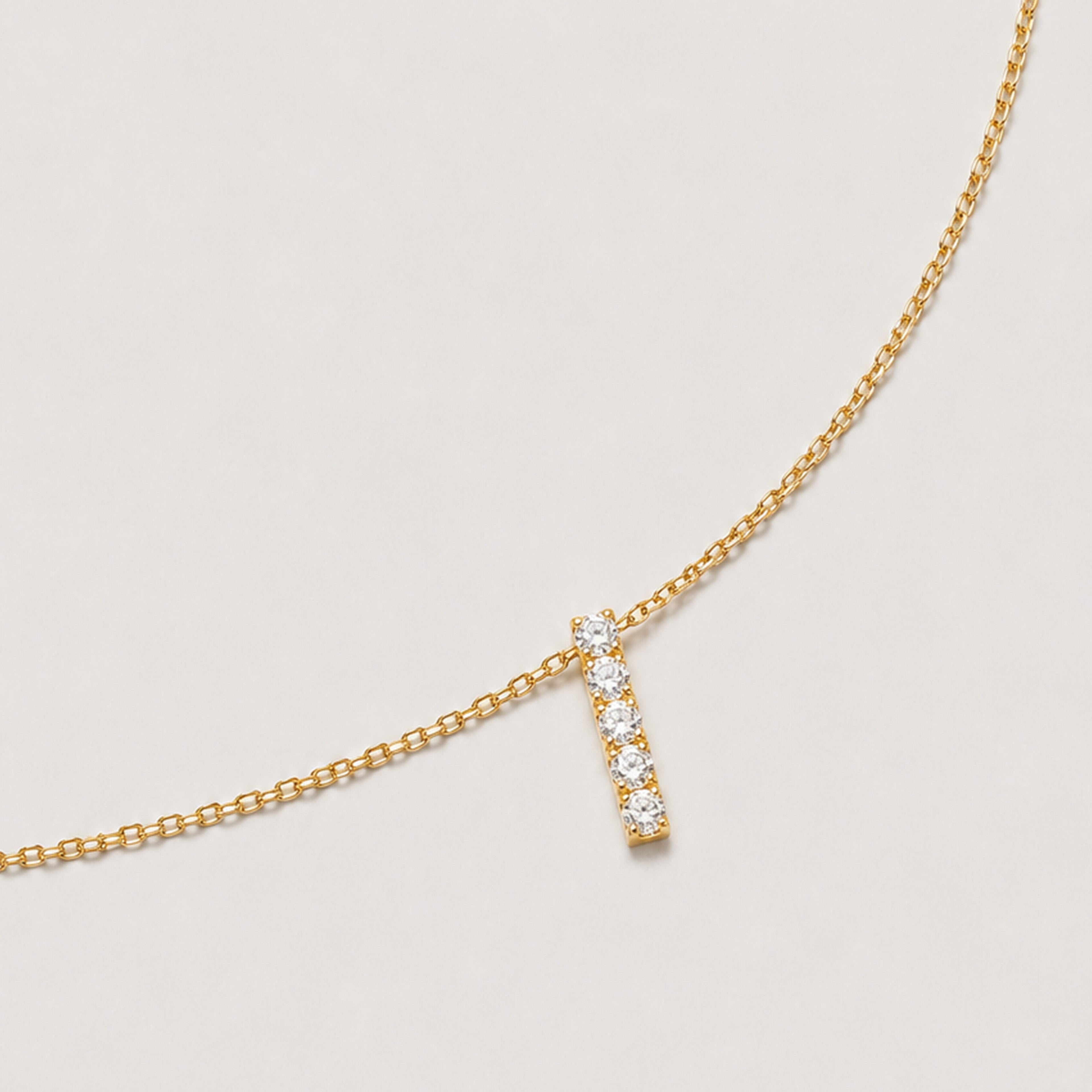 Sterling Silver Linear Stone Bar Necklace