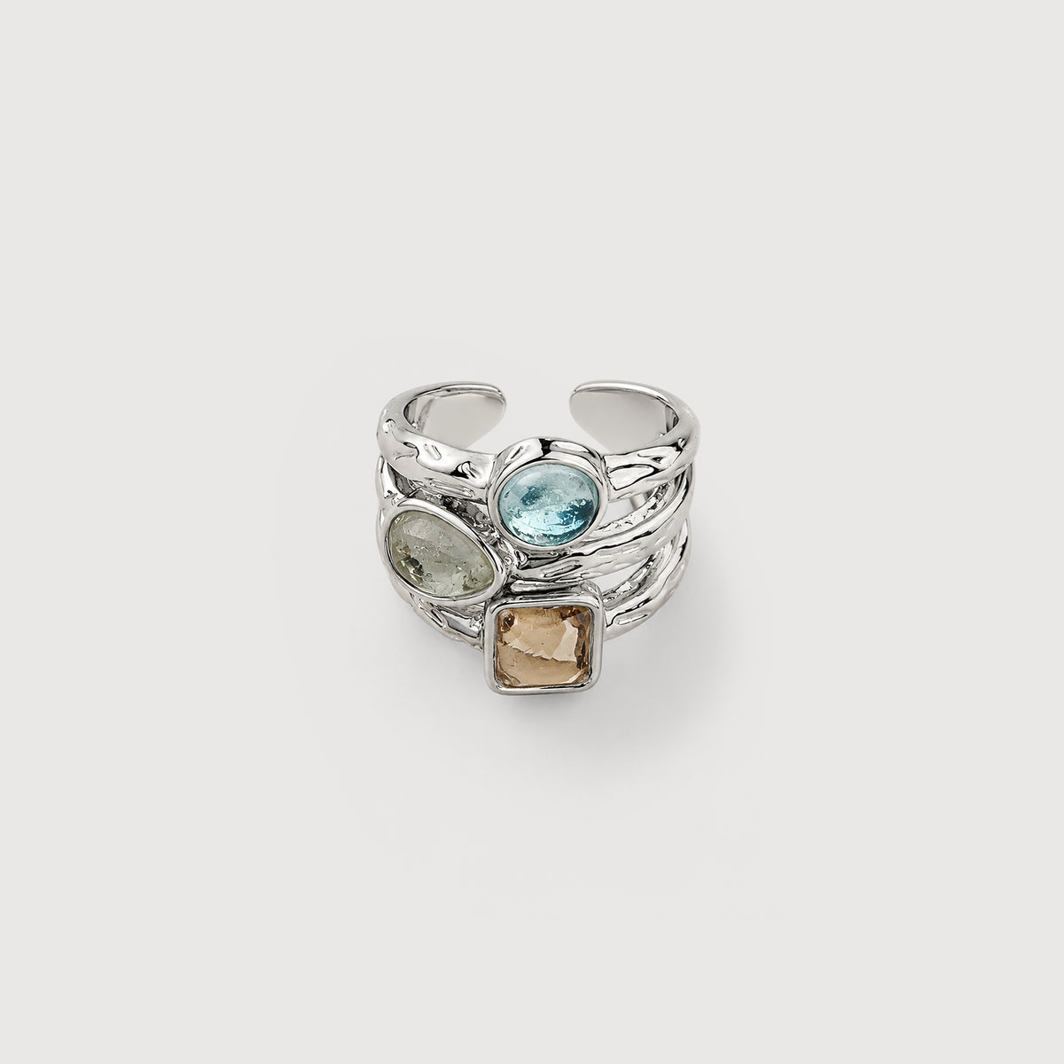 Mixed Zircon Sculptural Adjustable Copper Ring