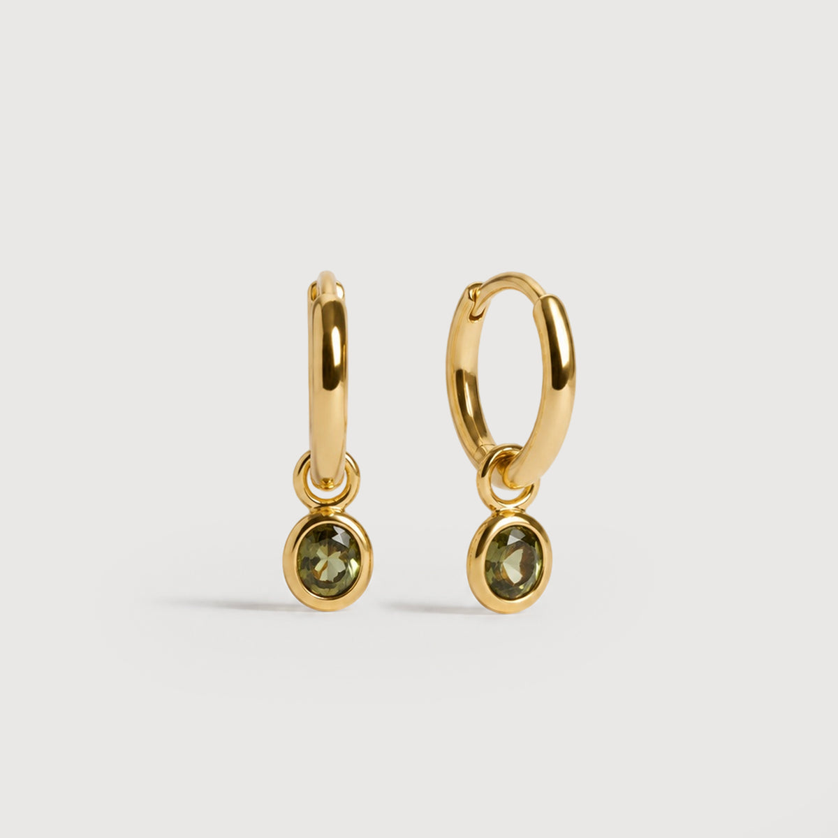 5A CZ Bezel Drop Huggie Hoop Earrings
