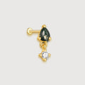 Moss Agate Zircon Flat-Back Drop Earrings