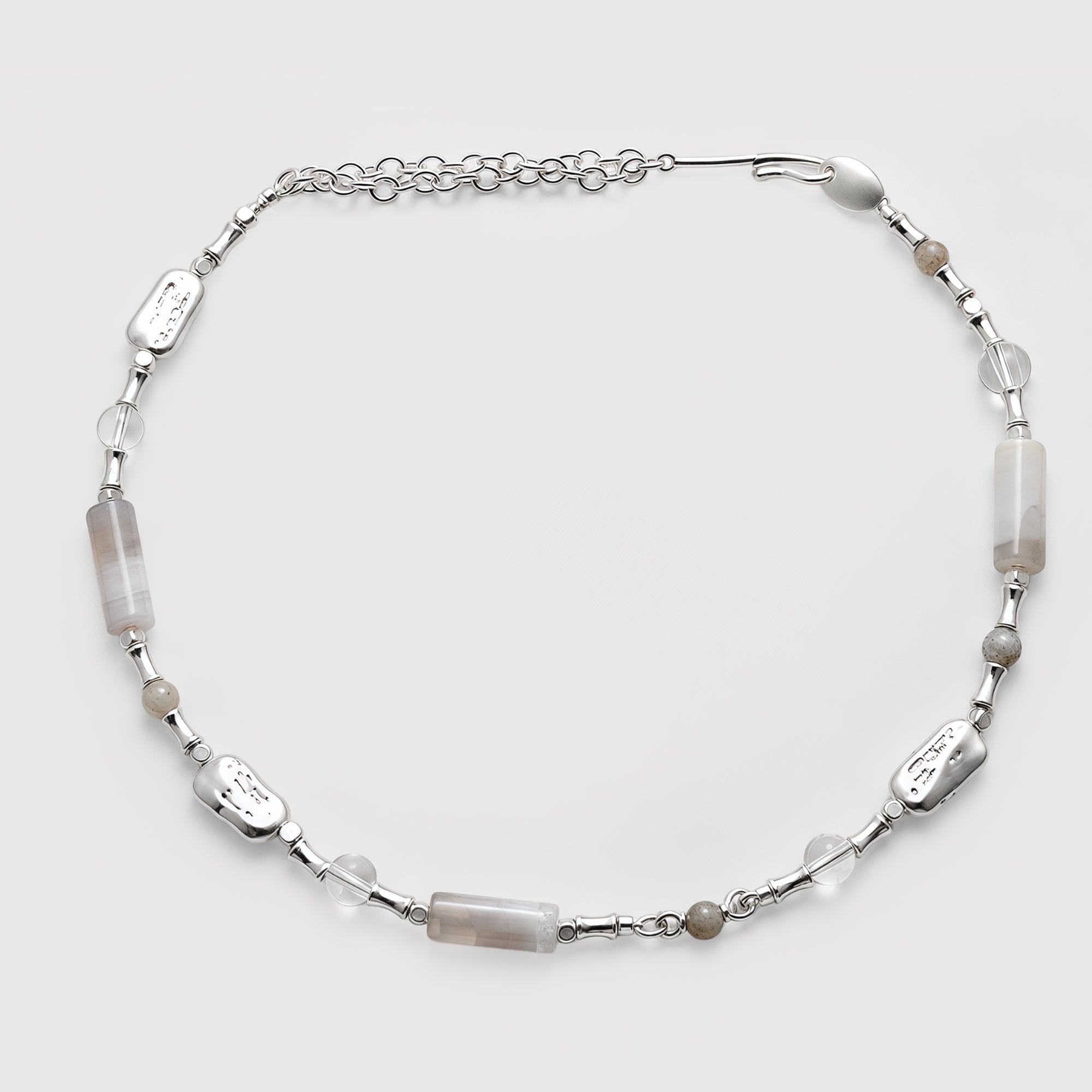 Silver-Tone Glass Crystal Beaded Necklace
