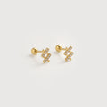Gold-Plated S925 5A Zircon Lattice Stud Earrings