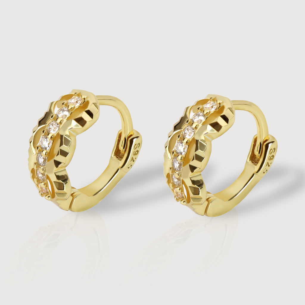 Interlaced Zirconia Huggie Earrings
