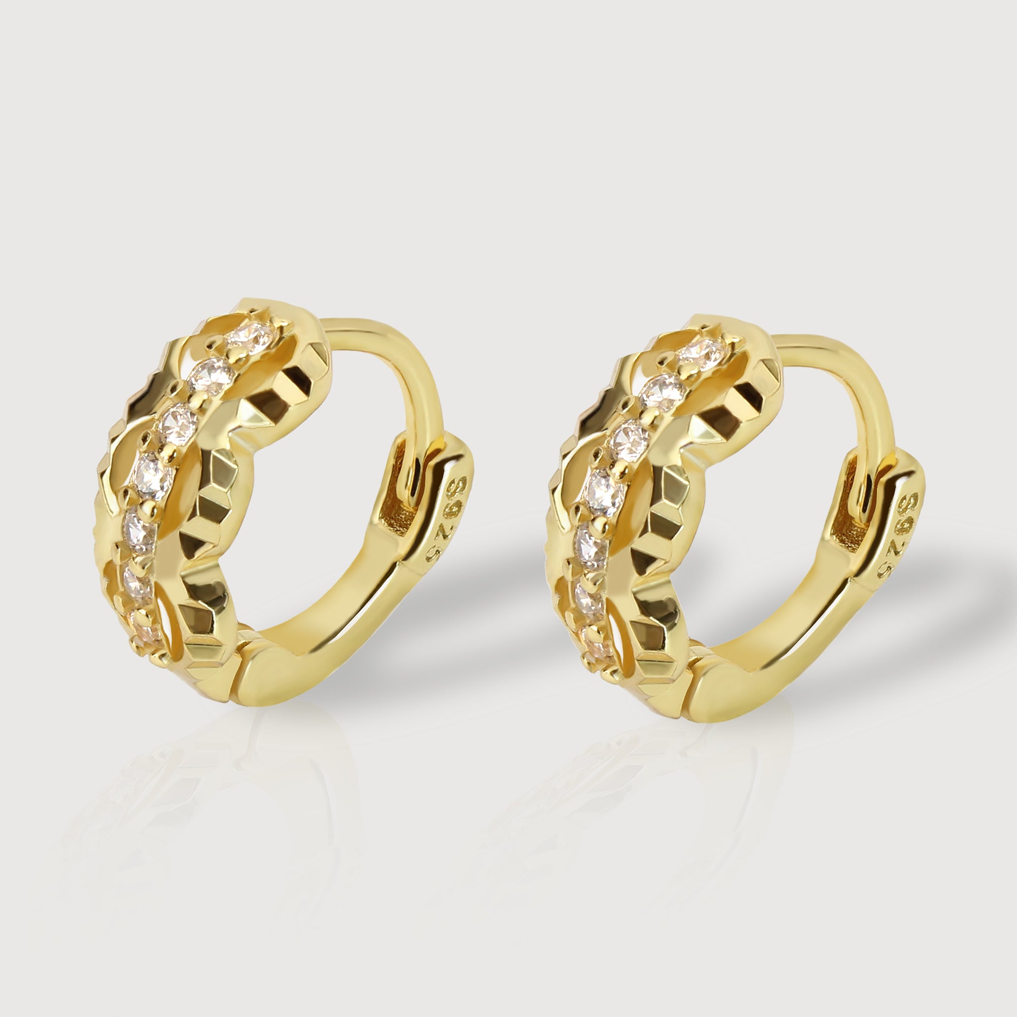 Interlaced Zirconia Huggie Earrings