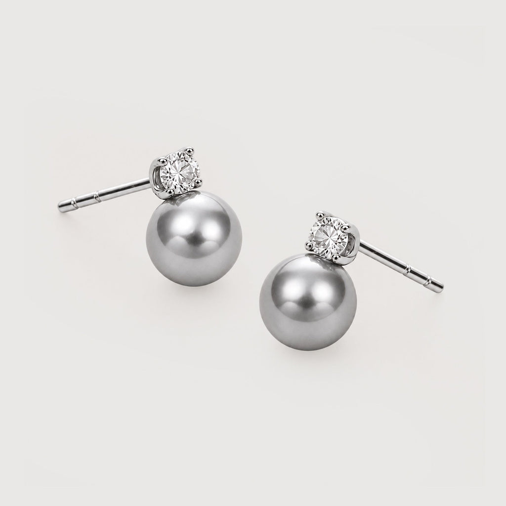 Grey Pearl-Effect Zircon Stud Earrings