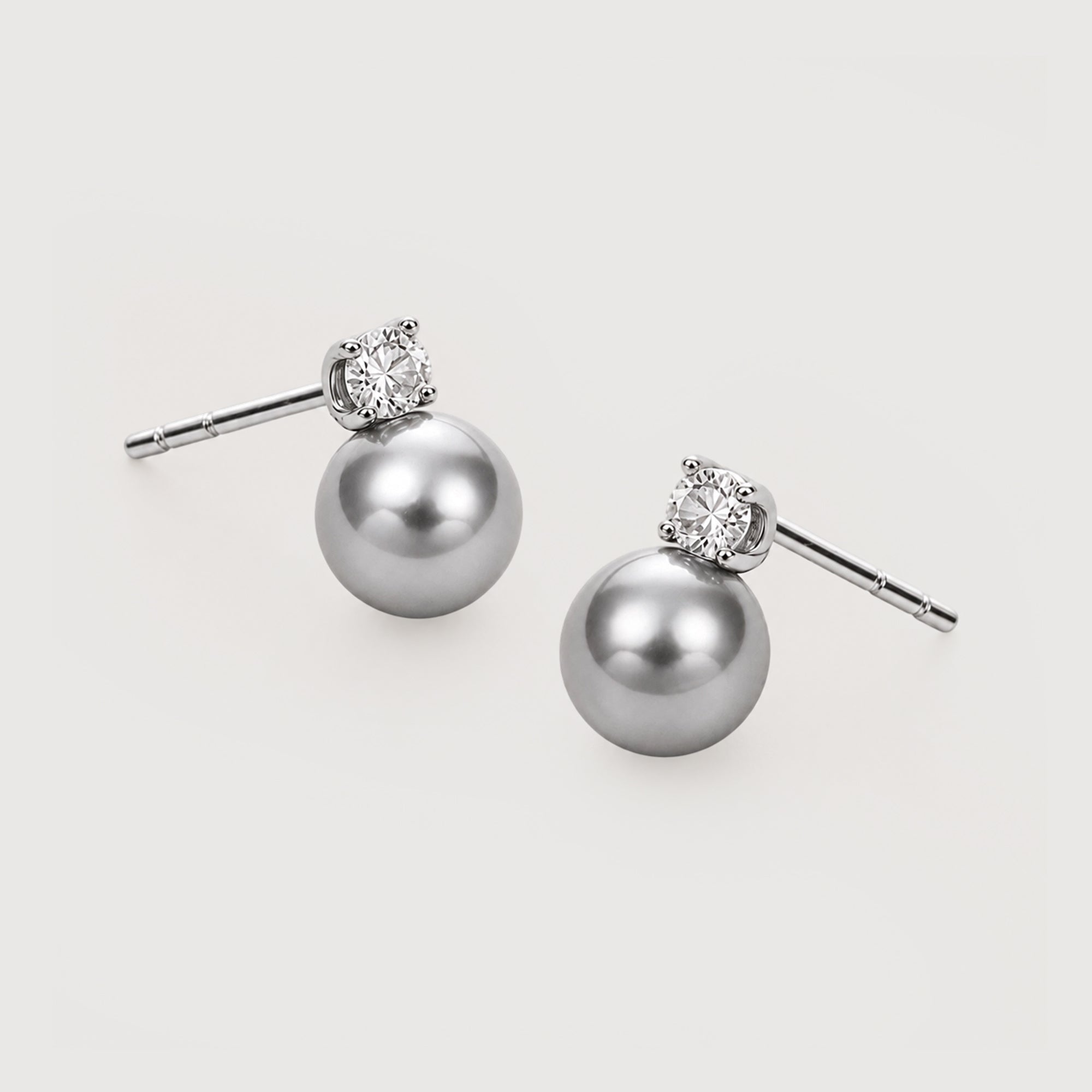 Grey Pearl-Effect Zircon Stud Earrings