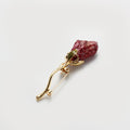 Red Glass Crystal Botanical Brooch