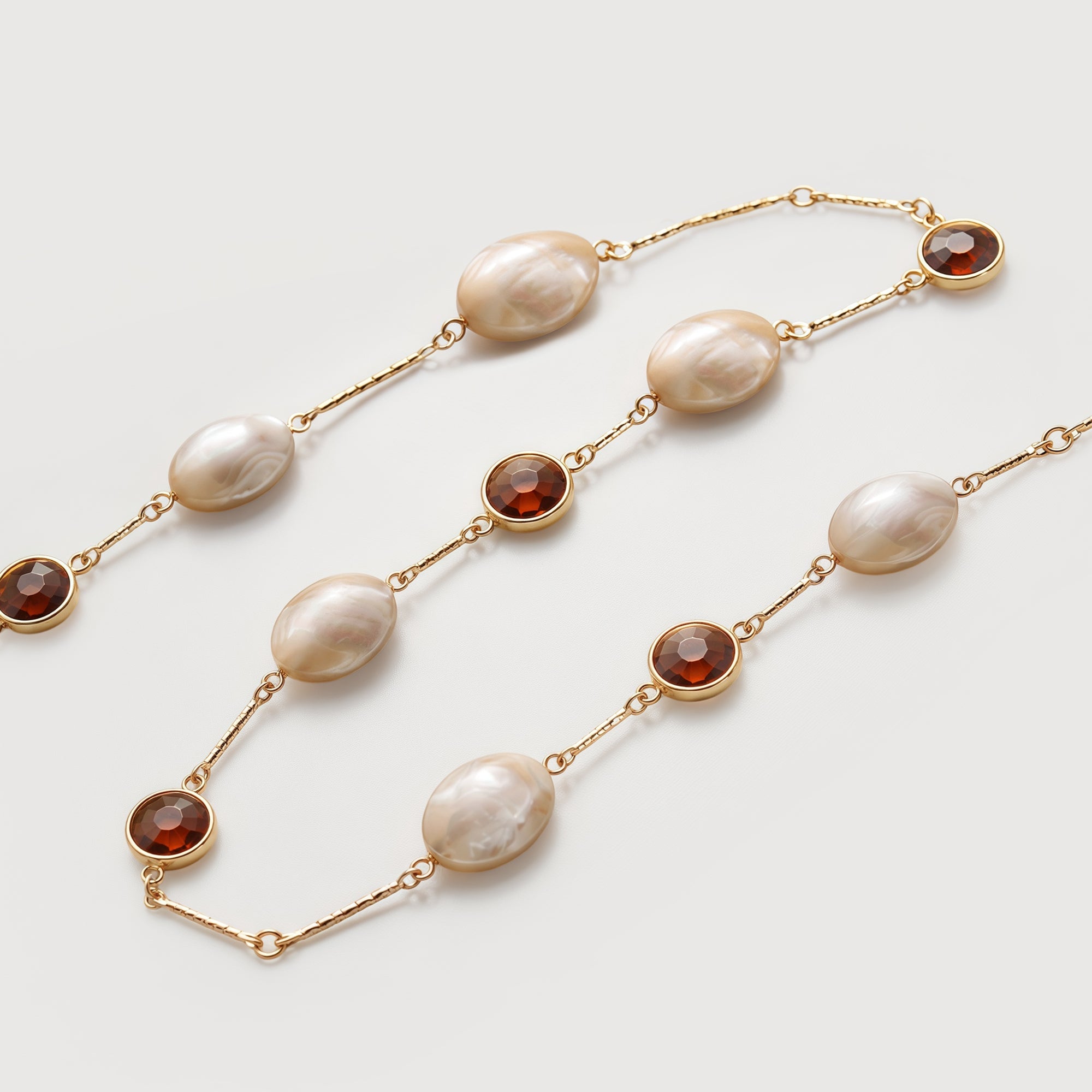 Gold-Plated Shell & Amber Crystal Necklace