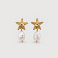 S925 Starfish Baroque Pearl Drop Earrings