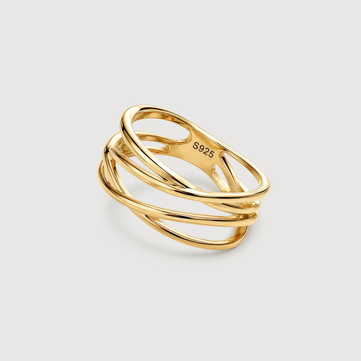 18K Gold-Plated S925 Interwoven Band Ring