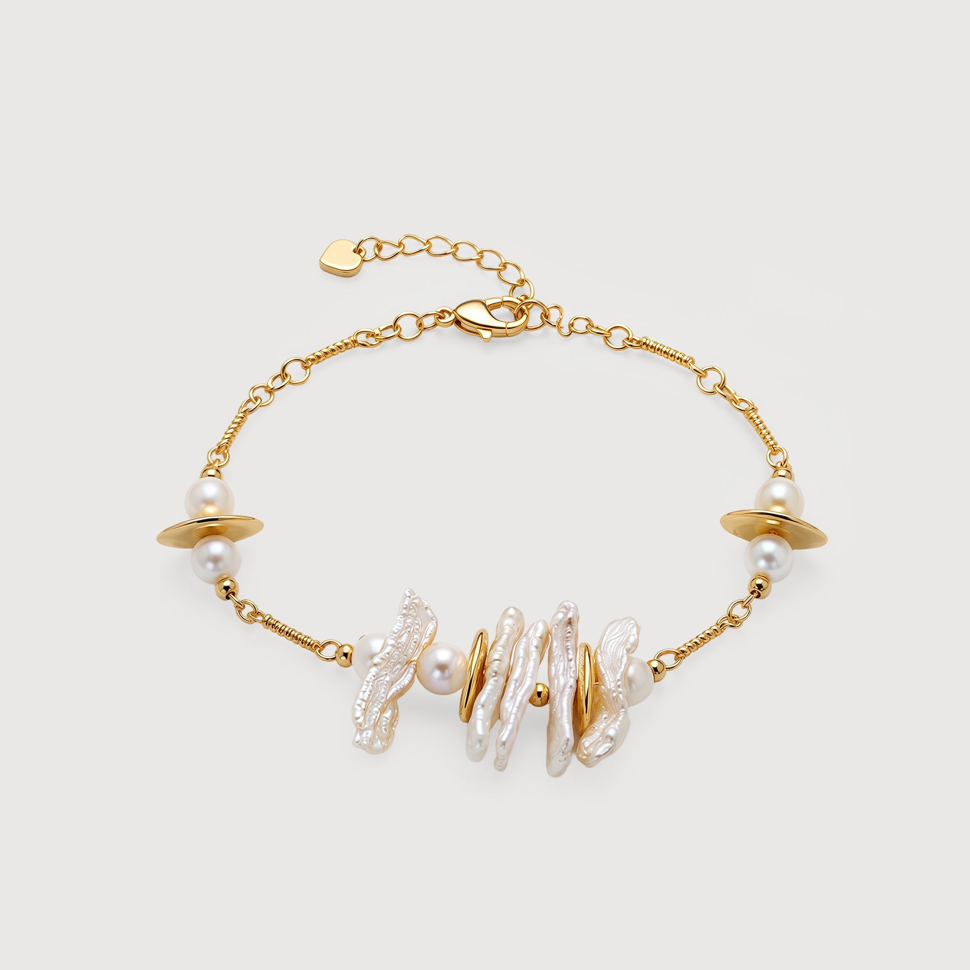 Baroque Pearl and Sculptural Disc Bracelet