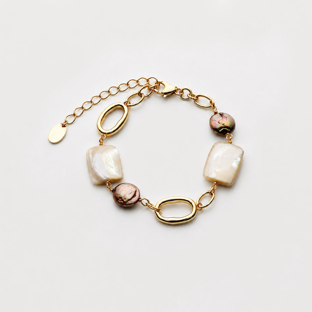 18K Gold-Plated Baroque Pearl Shell Bracelet
