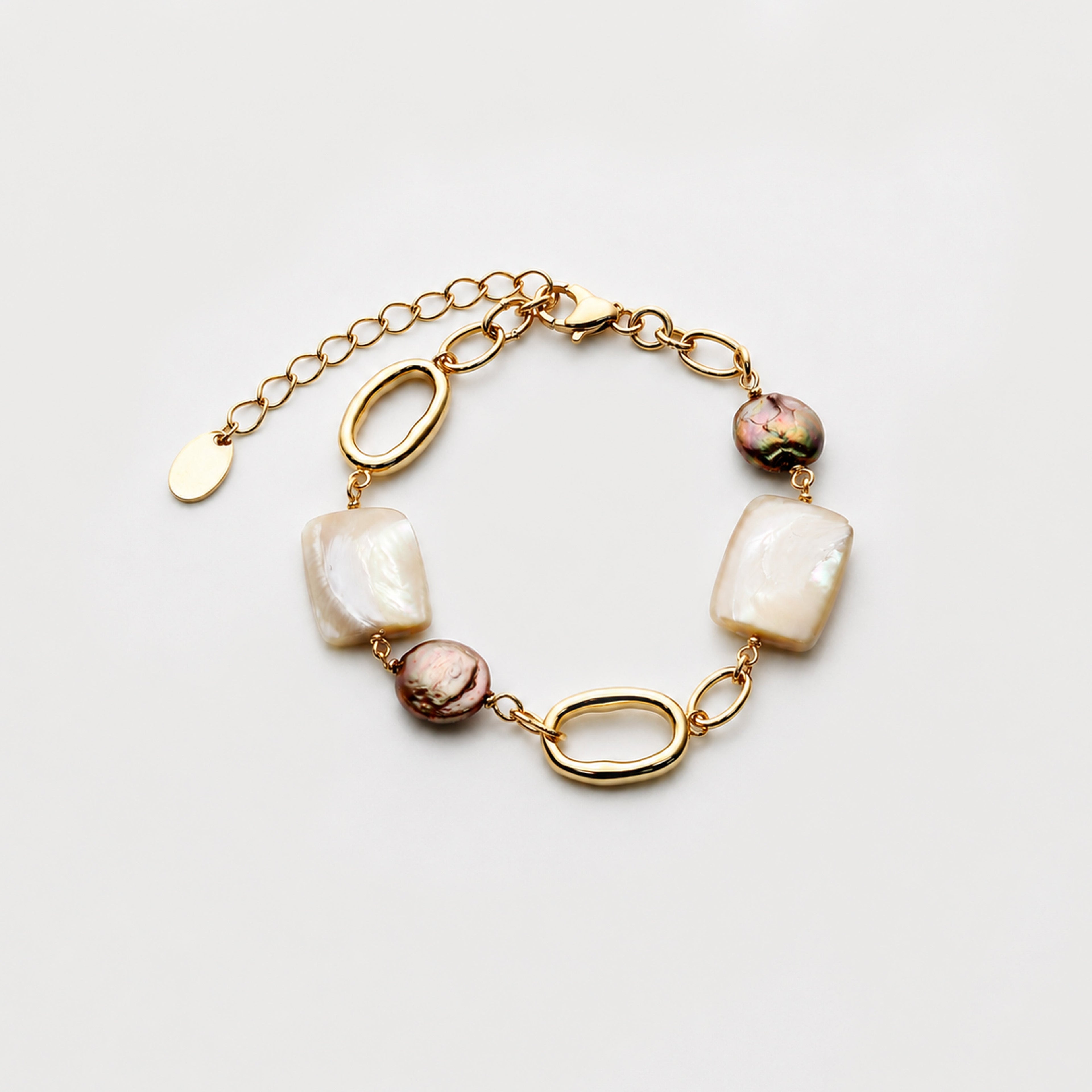 18K Gold-Plated Baroque Pearl Shell Bracelet