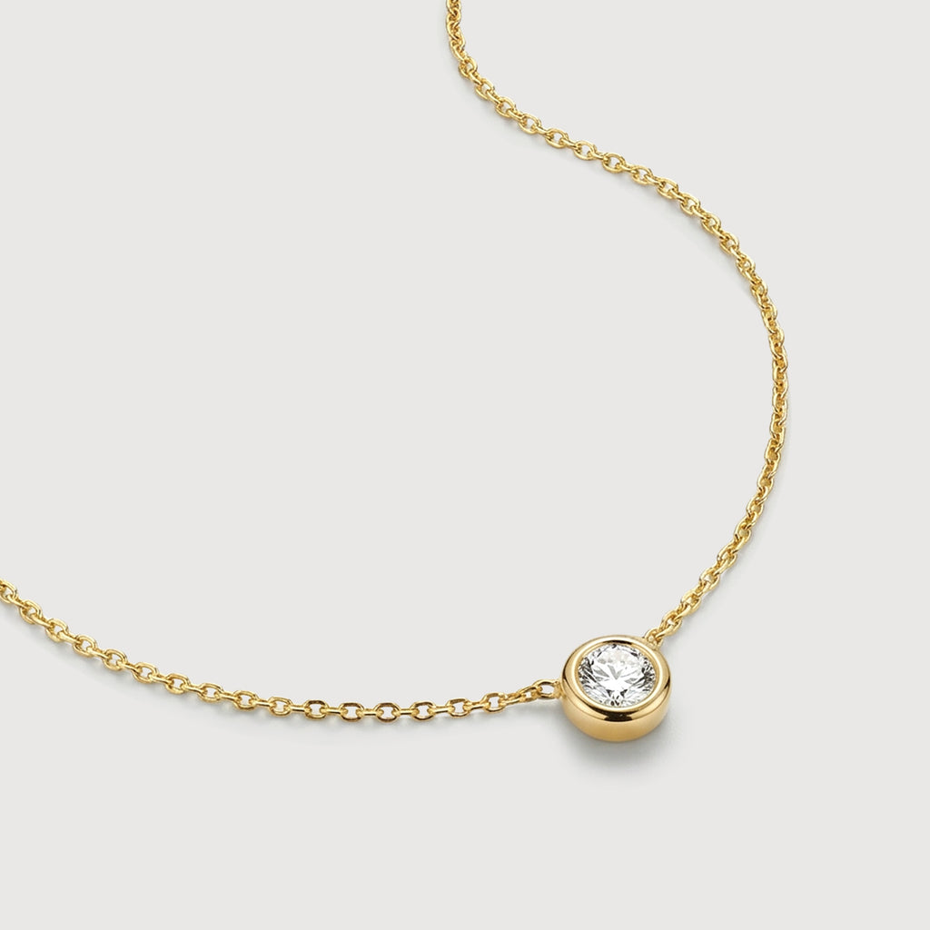 18K Gold-Plated Round Bezel Necklace