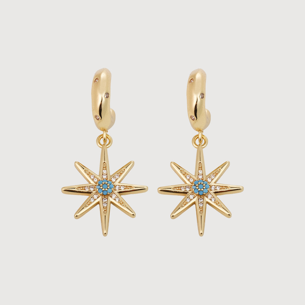 18K Gold-Plated Zircon Starburst Drop Earrings