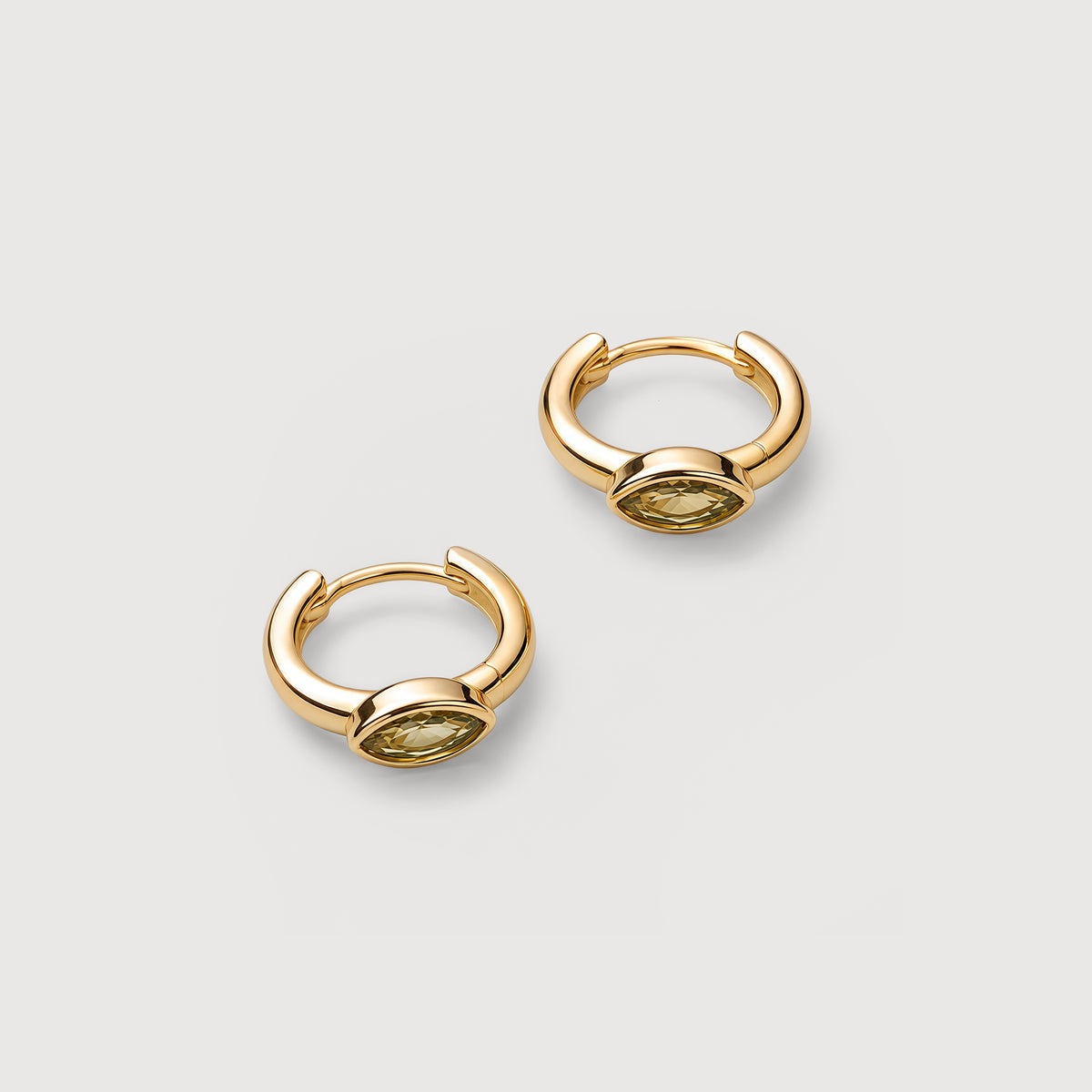 S925 Silver Marquise CZ Hinged Hoop Earrings