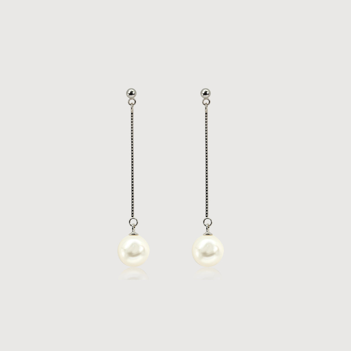Sterling Silver Chain Pearl Drop Earrings