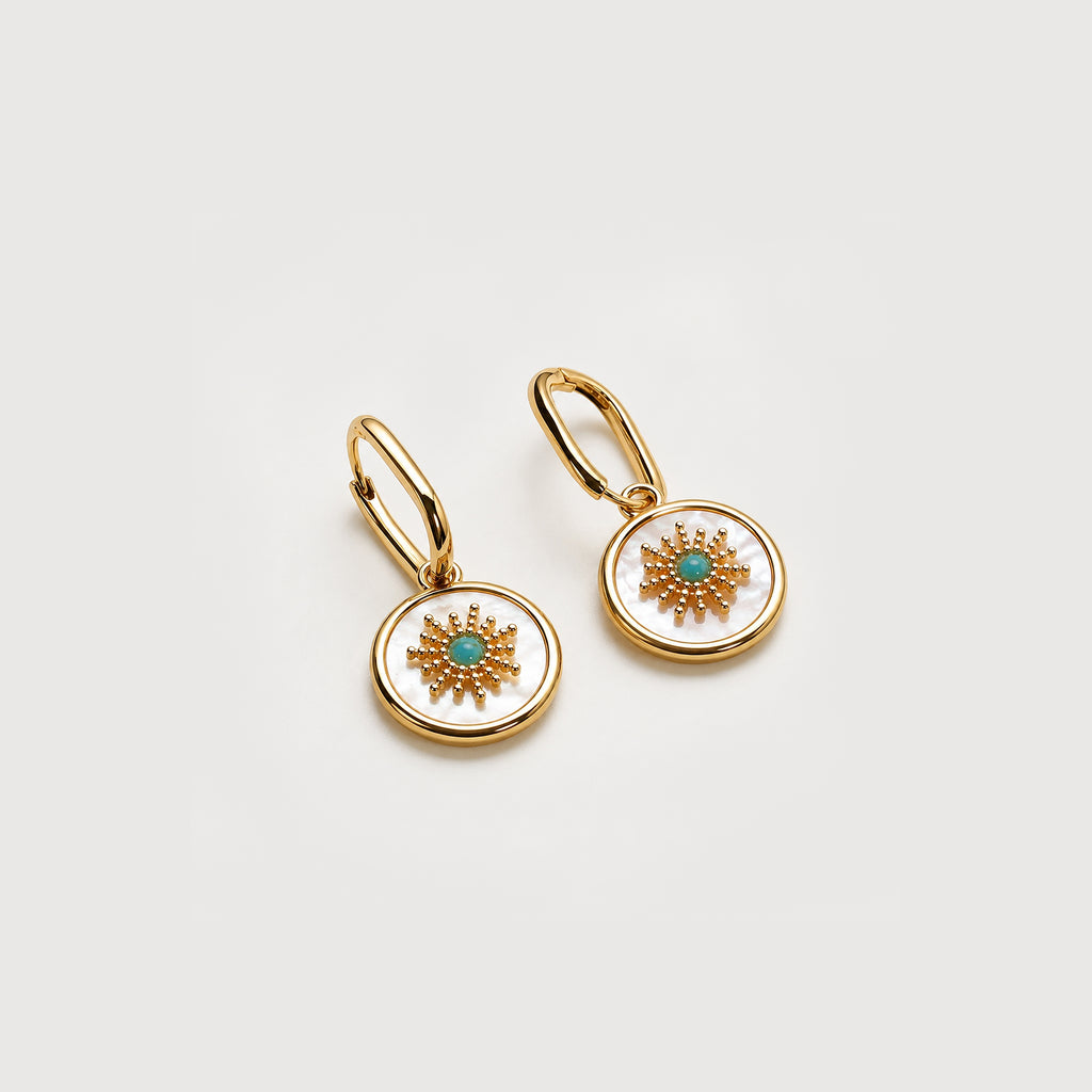 18K Gold-Plated Shell Sunburst Drop Earrings