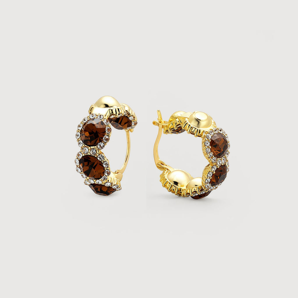 Zircon Cluster Leverback Hoop Earrings