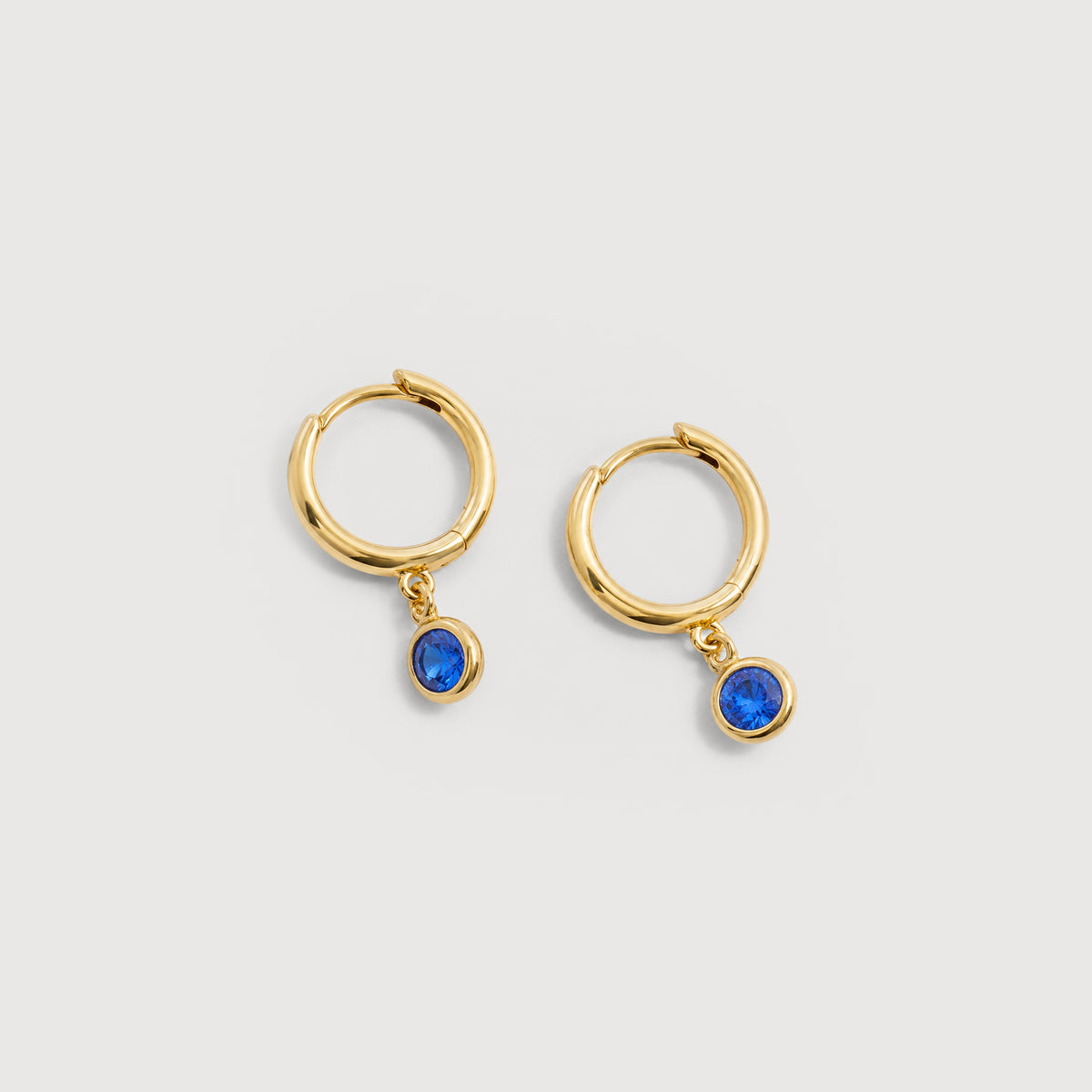 5A CZ Bezel Drop Huggie Hoop Earrings