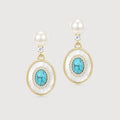 Pearl Turquoise-Tone Medallion Drop Earrings