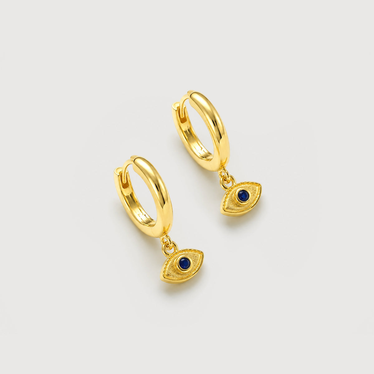 S925 18K Gold-Plated Eye Charm Hoop Earrings