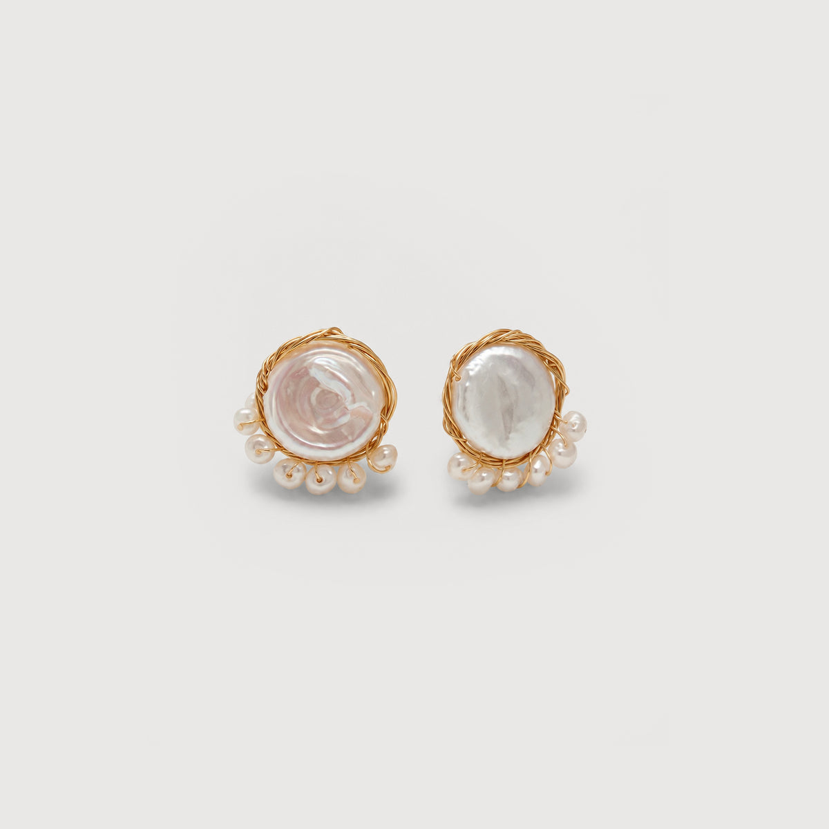 Gold-Plated Baroque Freshwater Pearl Stud Earrings