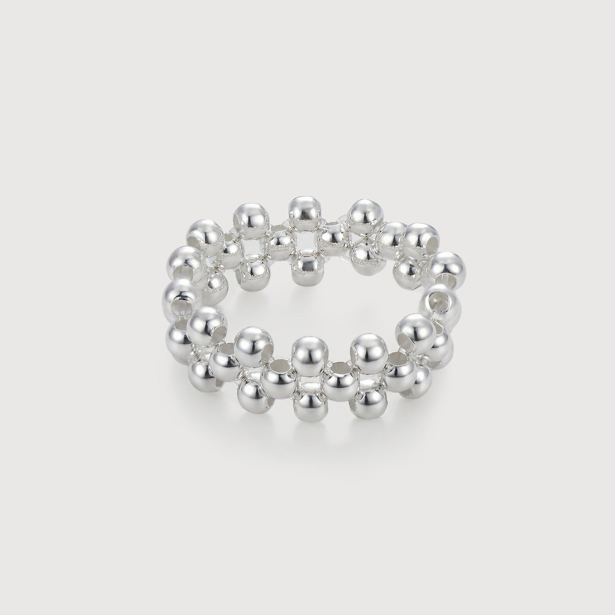 S925 Sterling Silver Multi-Row Bead Ring