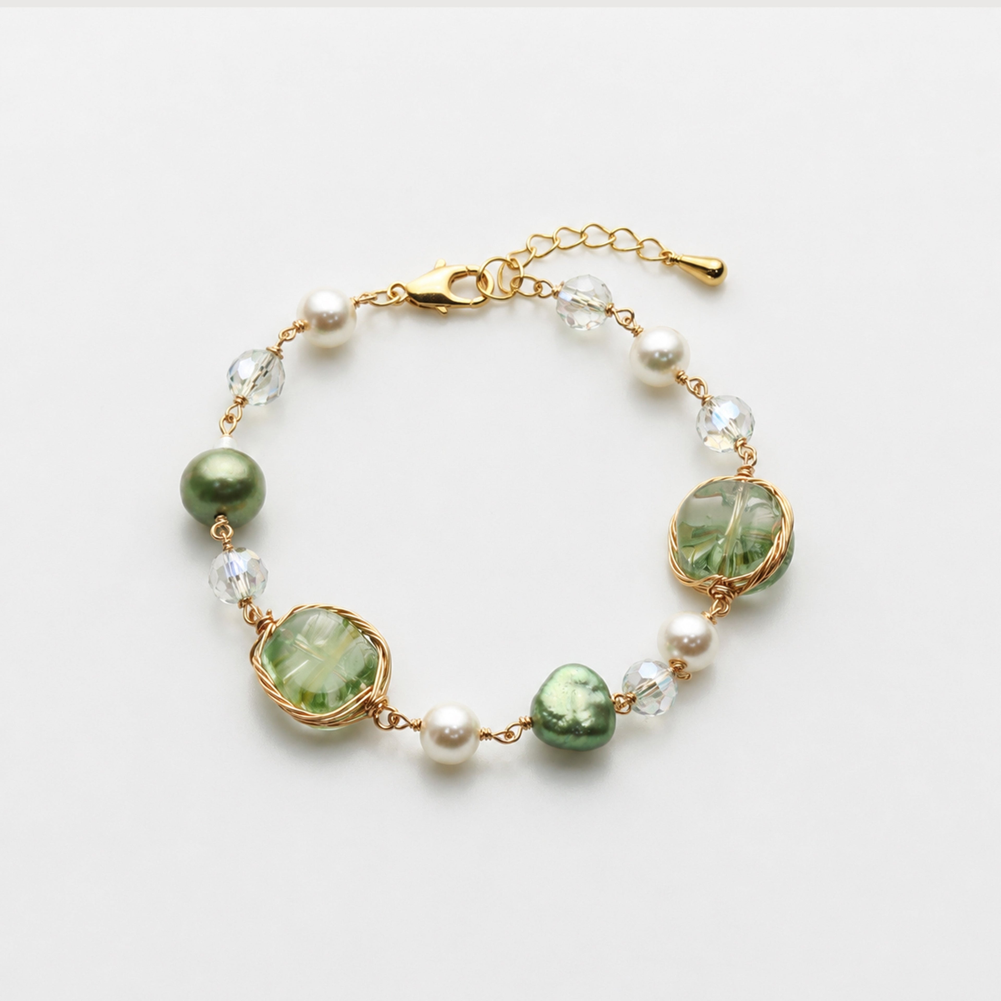 Freshwater Pearl & Crystal Link Bracelet
