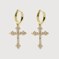 Zircon Cross Huggie Drop Earrings