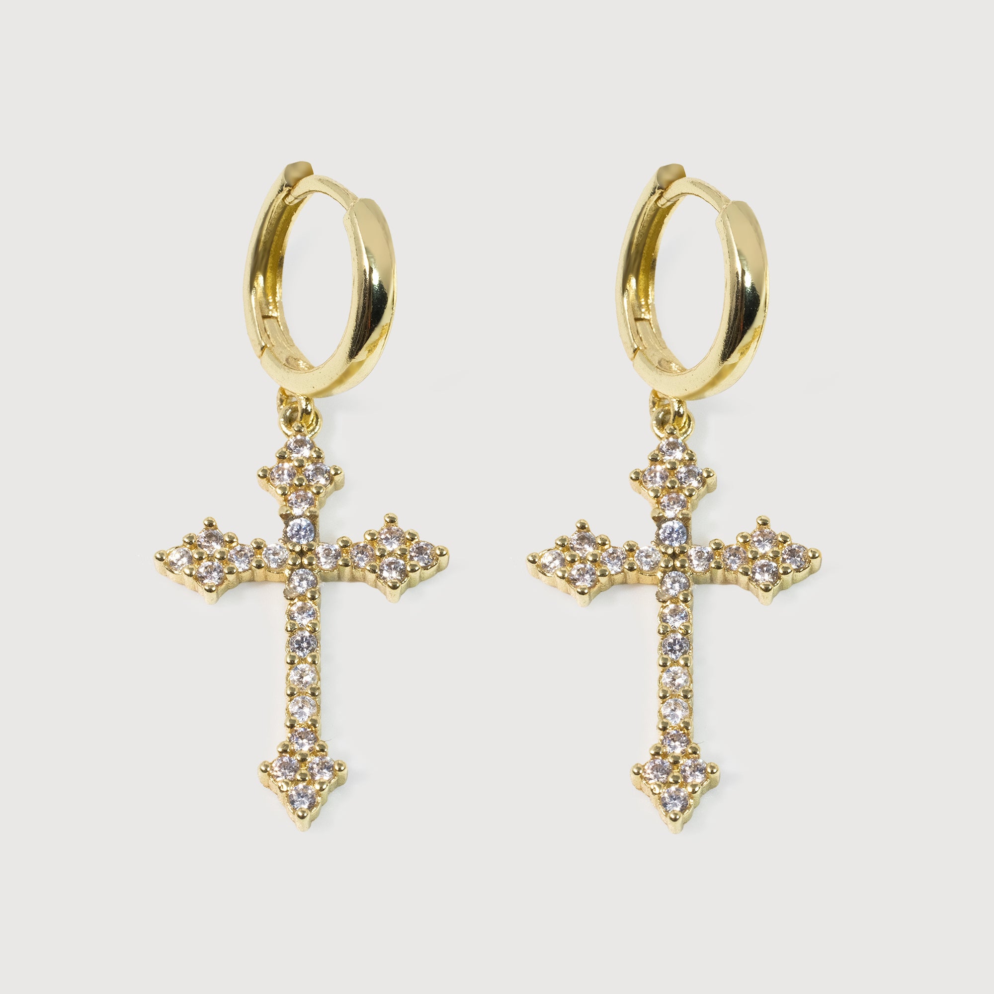 Zircon Cross Huggie Drop Earrings