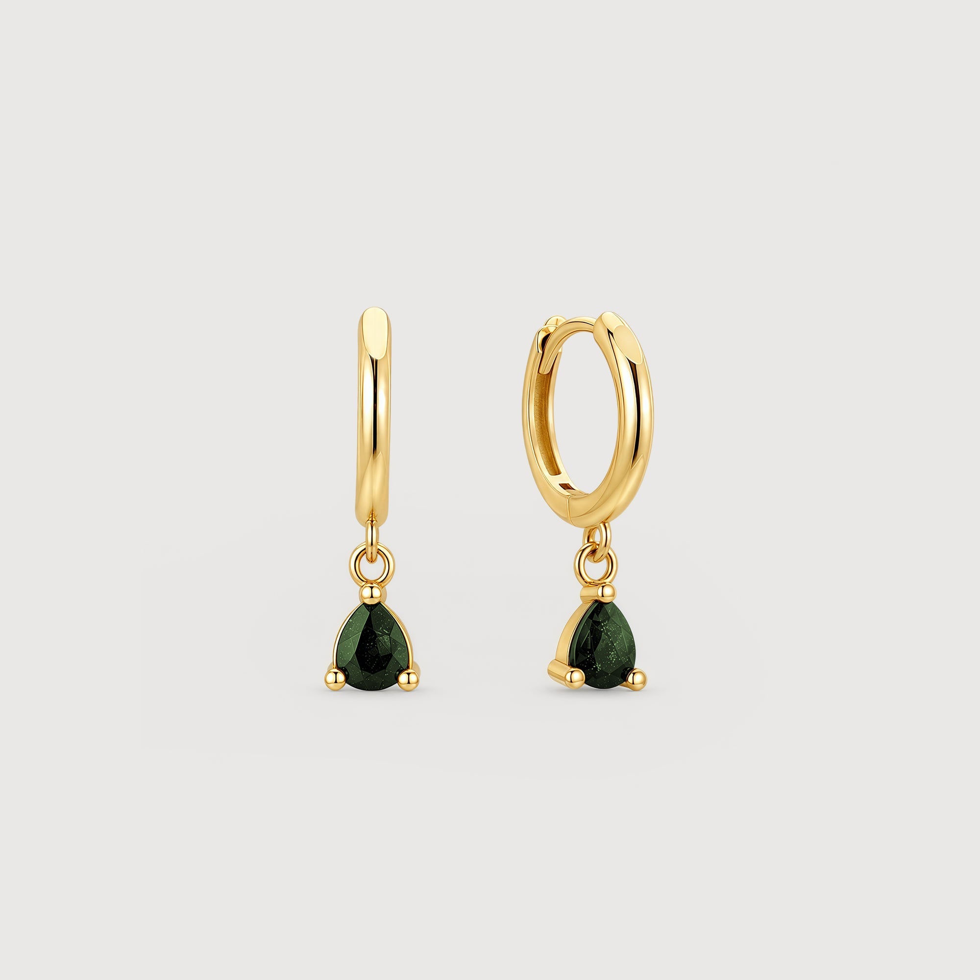 Natural Stone Teardrop Huggie Hoop Earrings