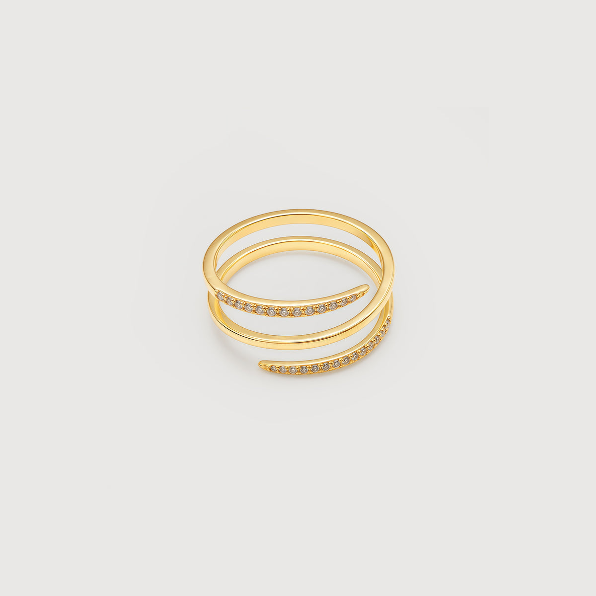 18K Gold-Plated S925 Spiral CZ Wrap Ring