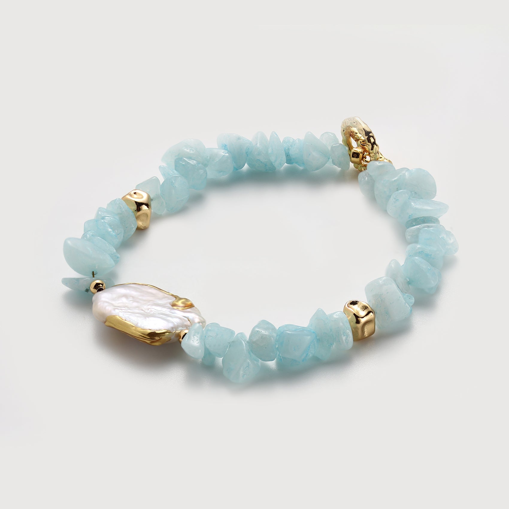 Gold-Plated Natural Stone Baroque Pearl Bracelet