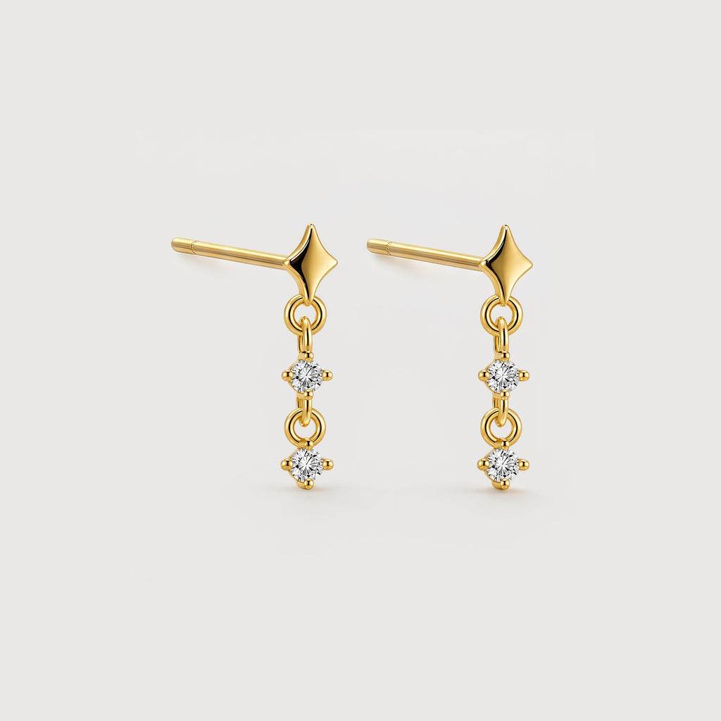 Star Link Zircon Drop Stud Earrings