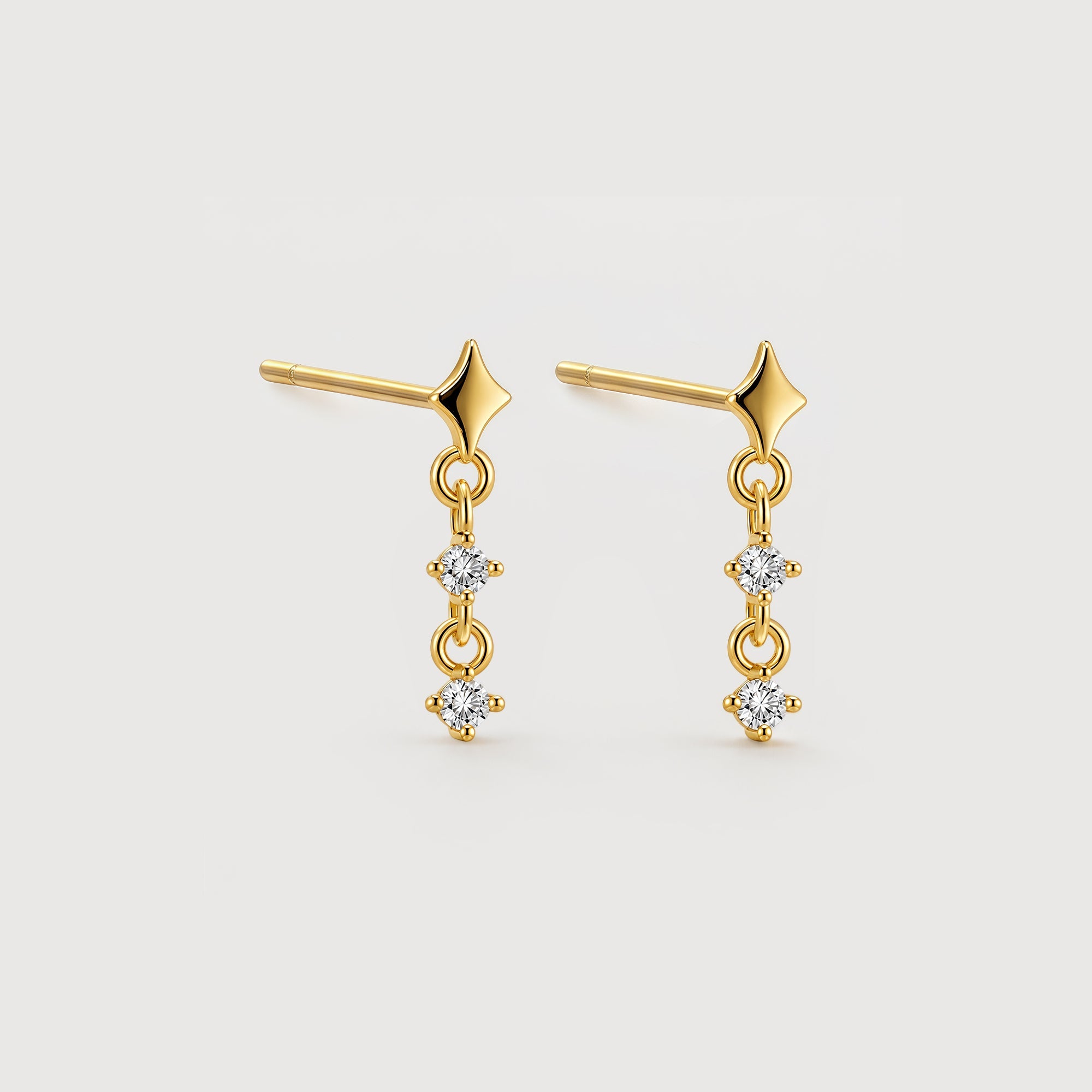 Star Link Zircon Drop Stud Earrings