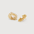Coral Branch Pearl Statement Stud Earrings