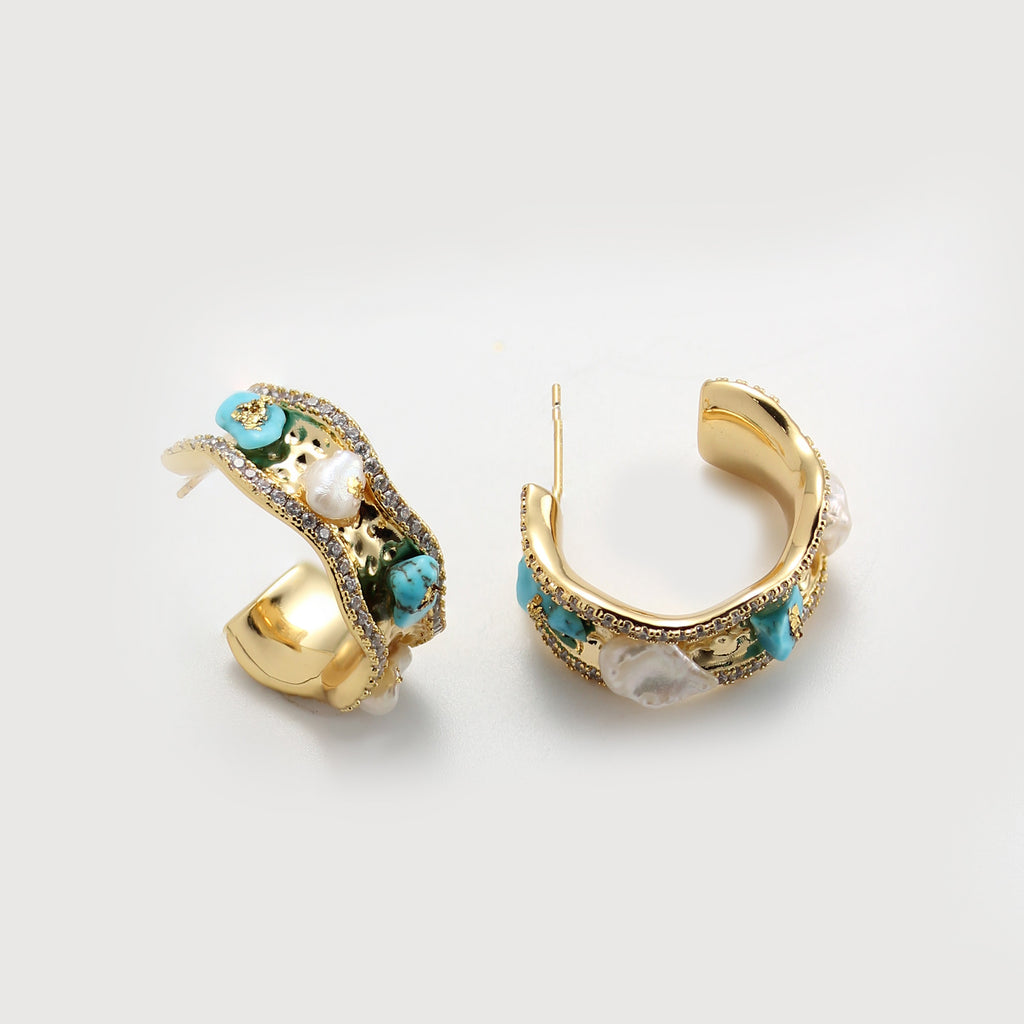 Abalone Shell S925 Wide Hoop Earrings