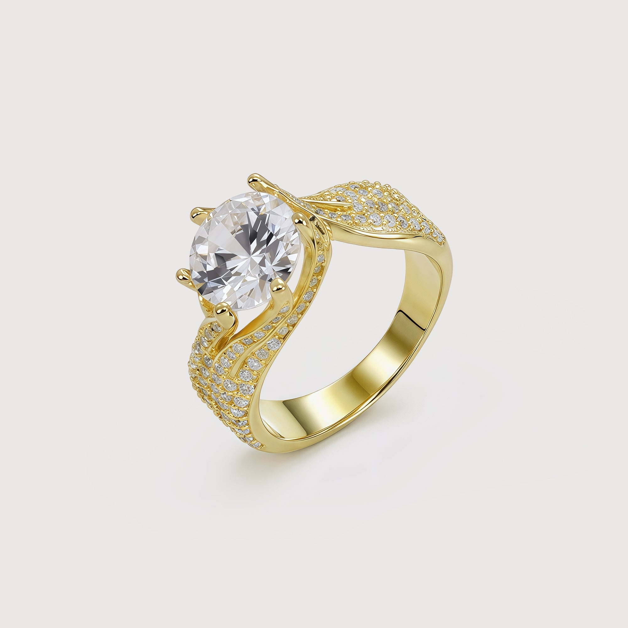 3-Carat Moissanite Pavé Sterling Silver Ring
