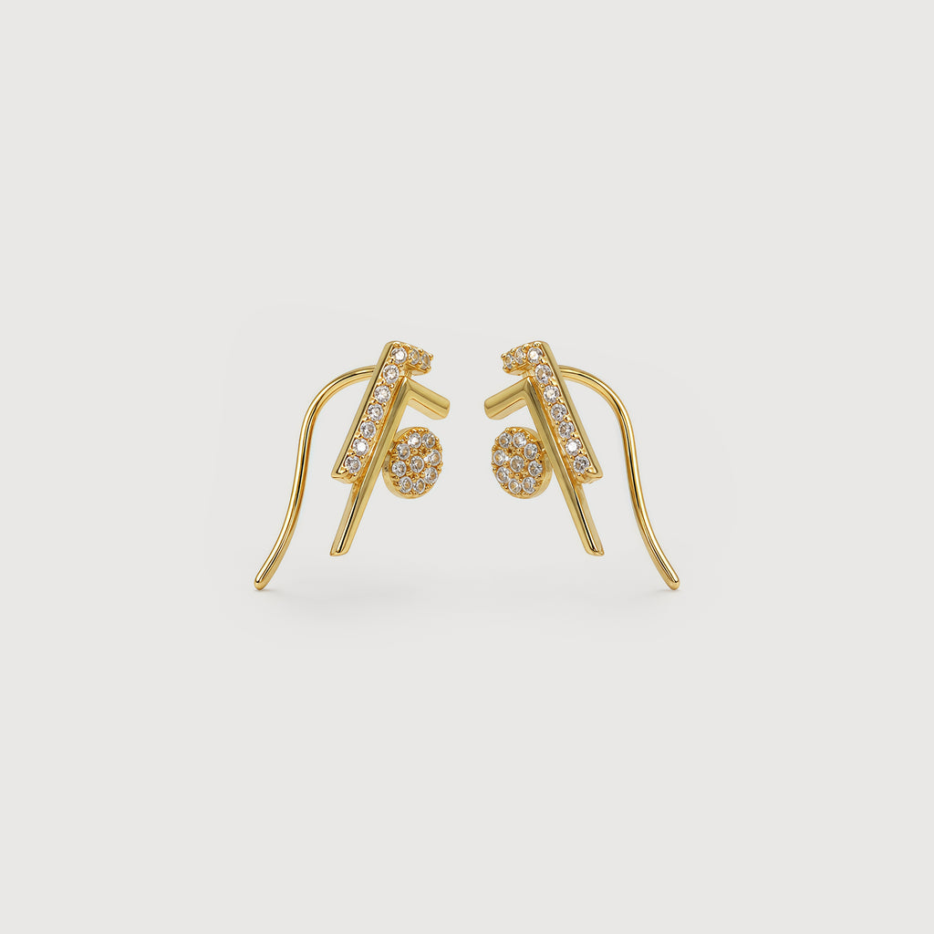 Geometric Pavé Zircon Ear Climber Earrings