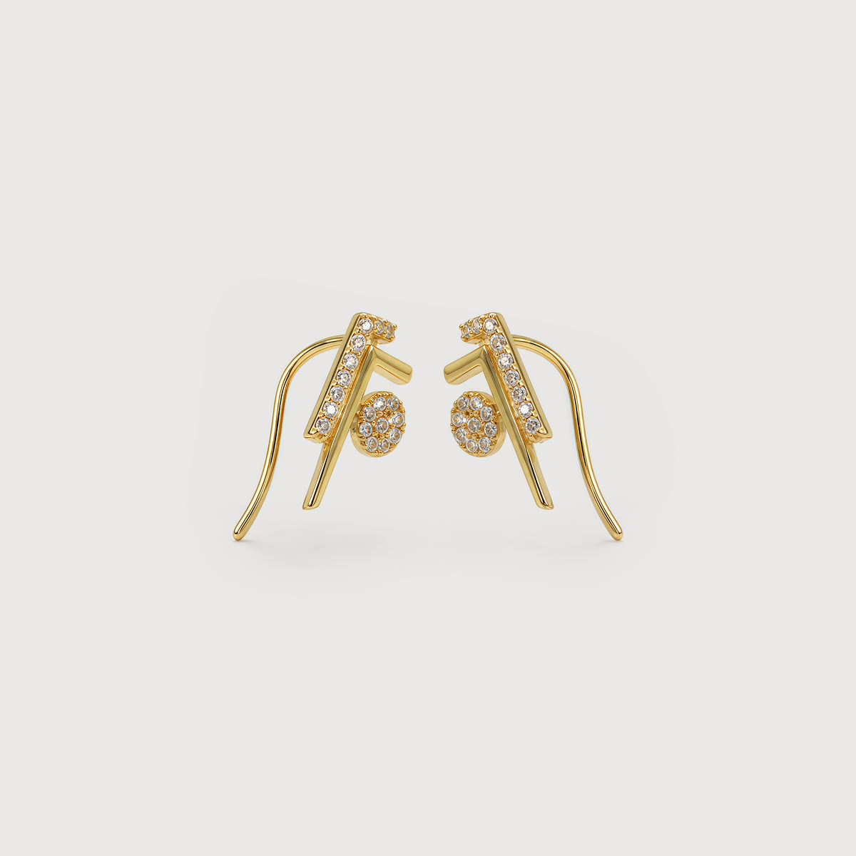 Geometric Pavé Zircon Ear Climber Earrings