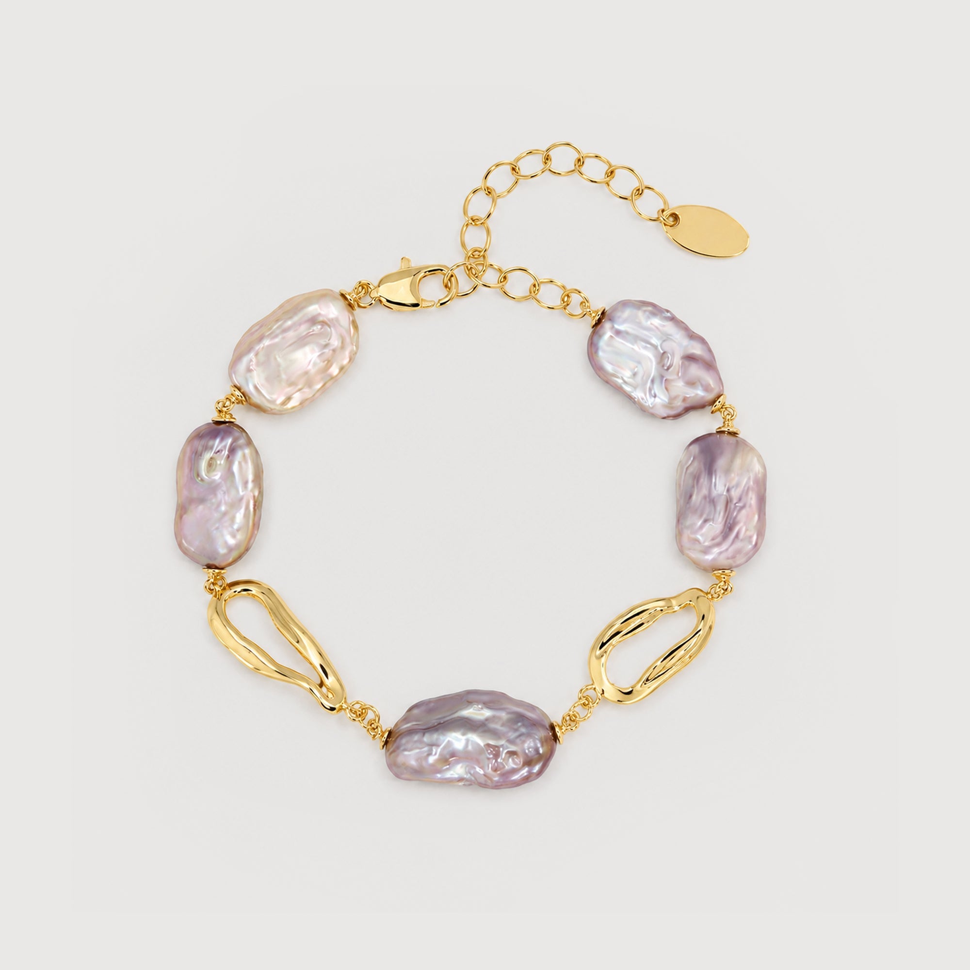 Baroque Pearl Link Bracelet in Gold