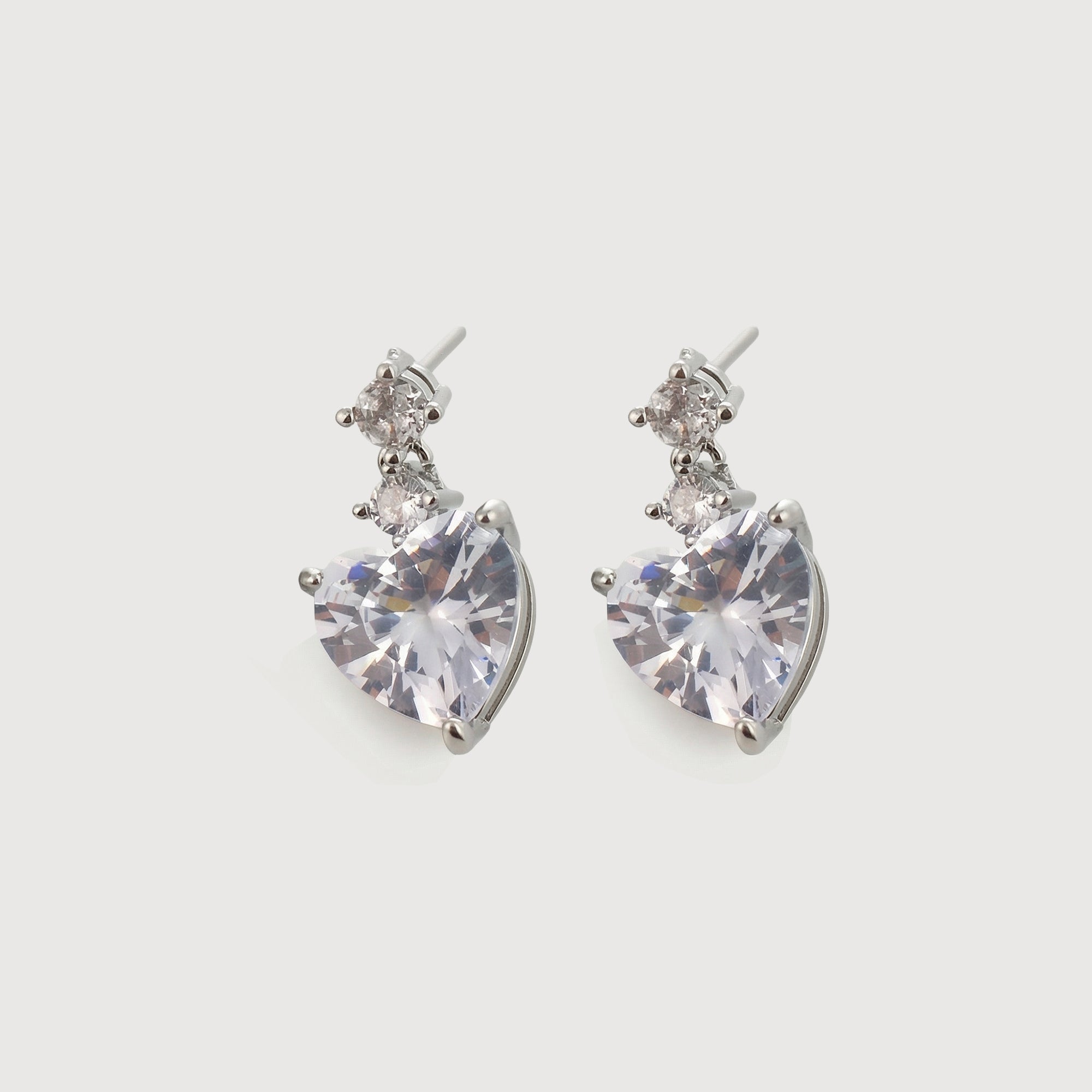 Heart-Cut Zircon Drop Stud Earrings