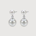 Double Pearl Drop Stud Earrings
