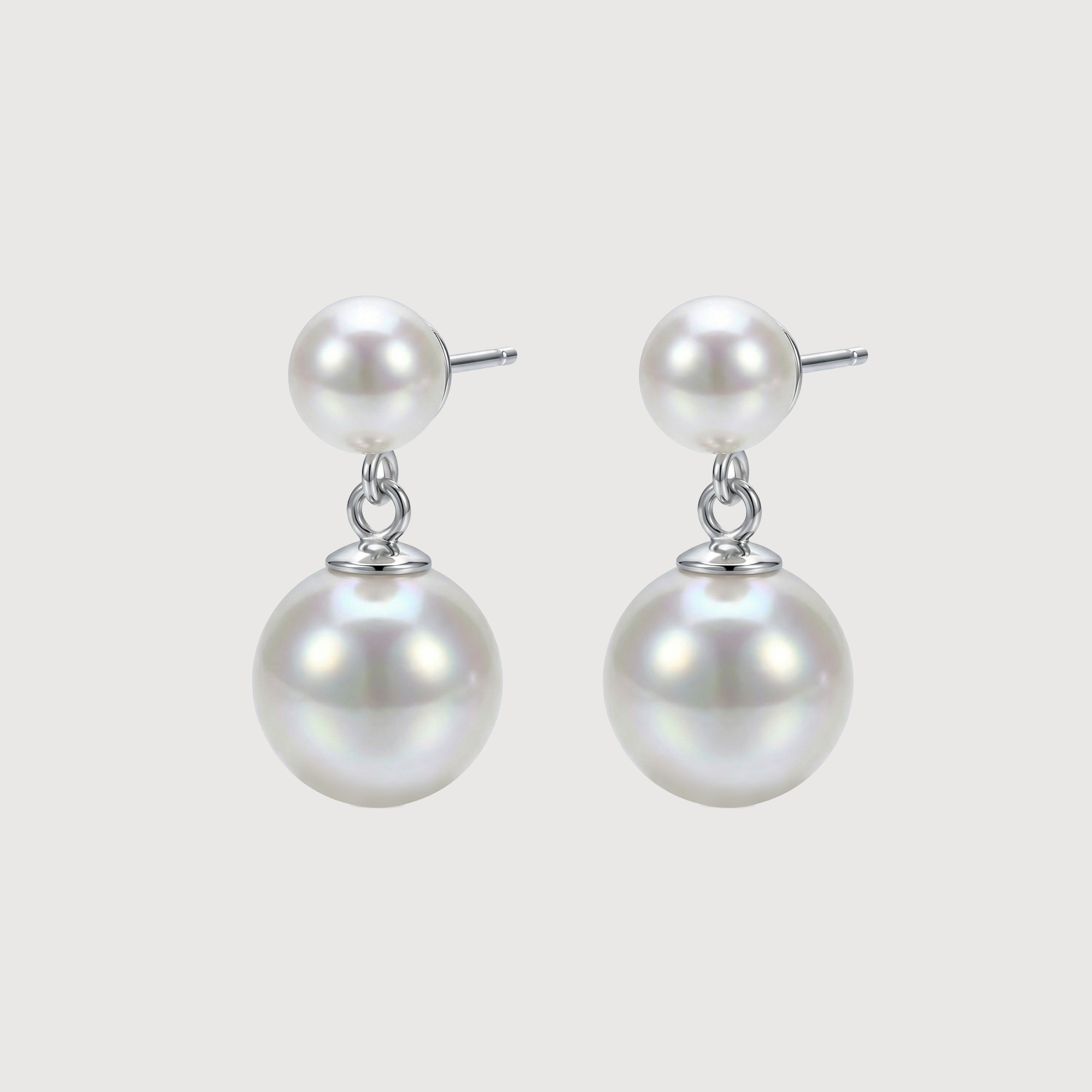 Double Pearl Drop Stud Earrings