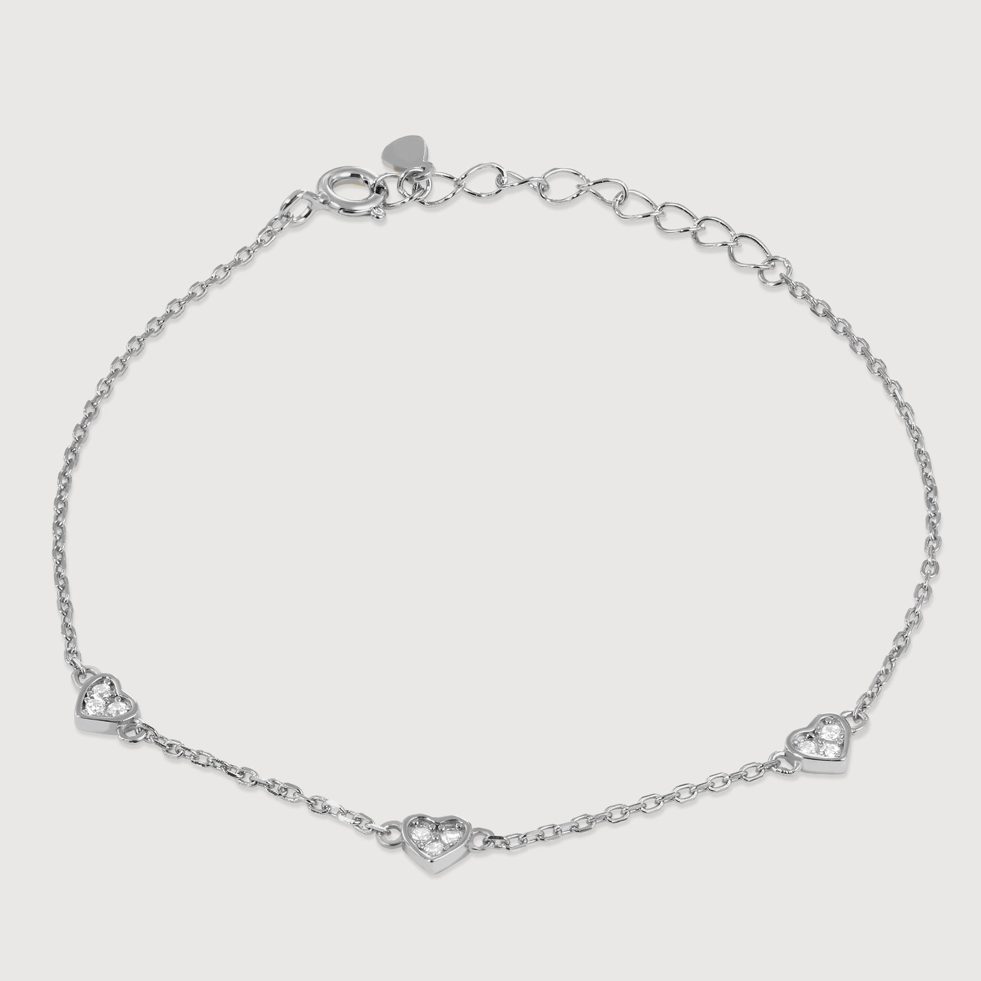 Heart S999 Silver Chain Bracelet with Color Variants