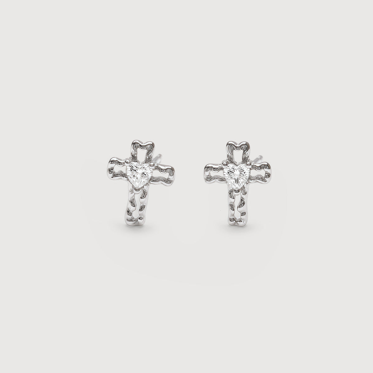S925 Cross Zircon Stud Earrings