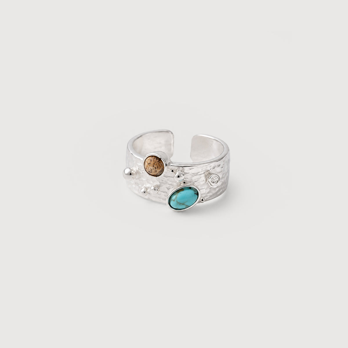 Turquoise Hammered Adjustable Copper Ring
