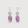 Pearl and Purple Zircon Drop Earrings